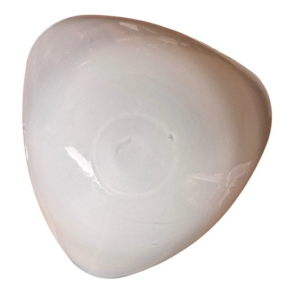 MCM Murano Glass Bowl Yellow Over White Cased with Swirls Gold Glitter‎ Italian